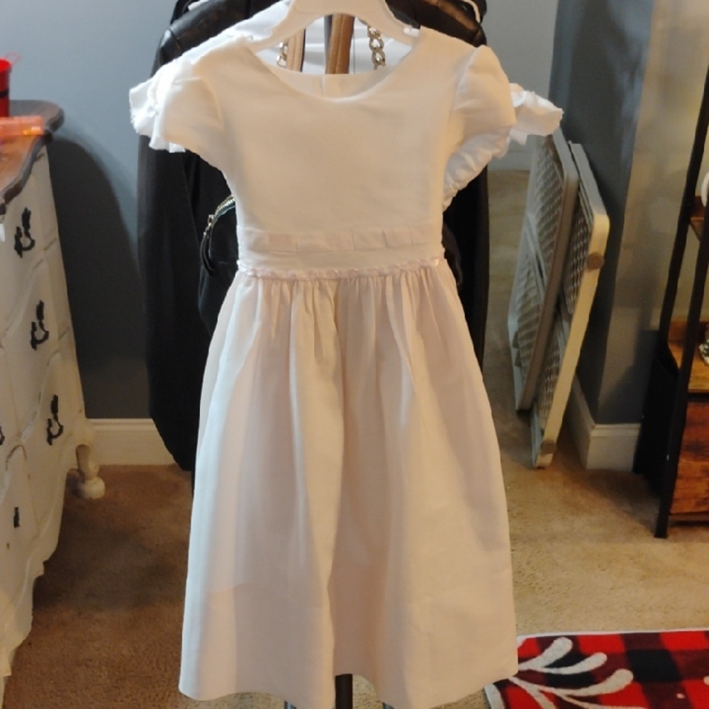 Elegant White And Pink Kids Dress